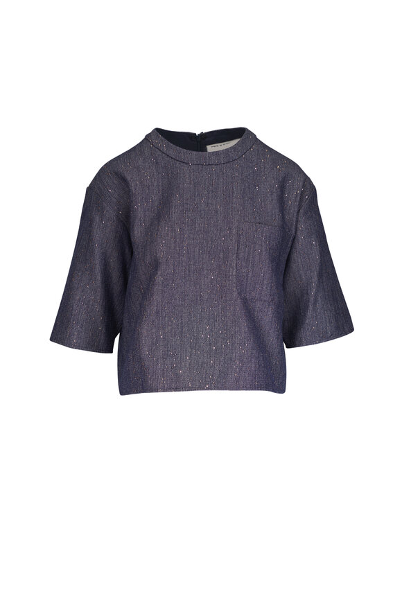 TWP Ex T Denim & Gold Sequin Top