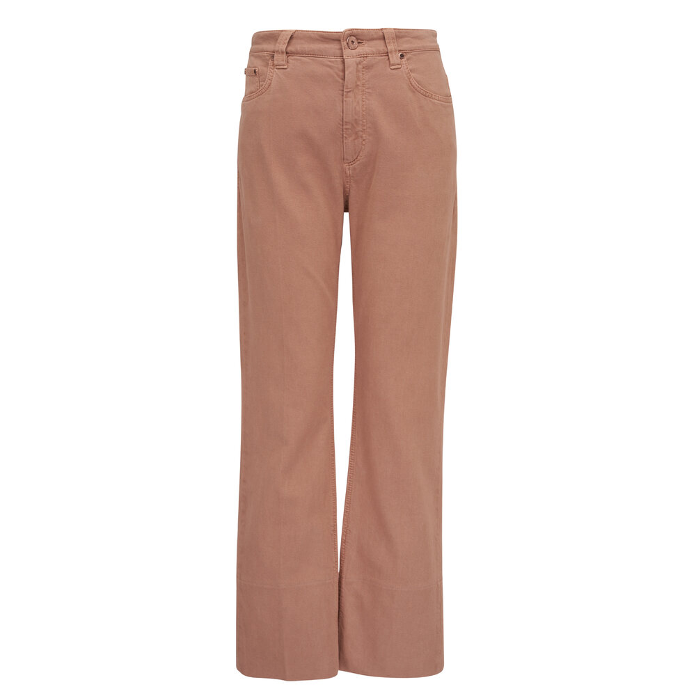 Brunello Cucinelli - Papaya Inset Barrel Hem Garment Dye Jeans
