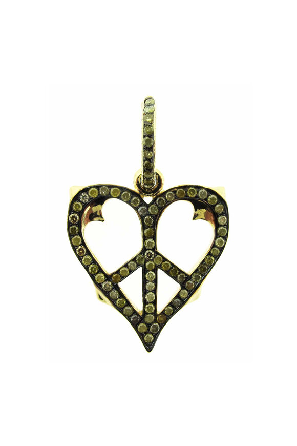 Loree Rodkin Medium Pave Peace Sign Heart Pendant