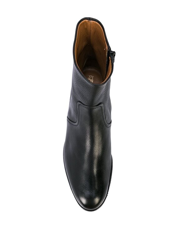 Gravati - Black Rustico Leather Side Zip Ankle Boot