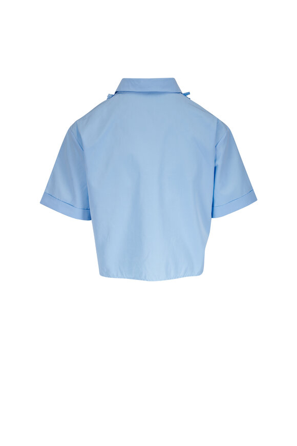 Miu Miu Light Blue Poplin Button Up Blouse - view 6