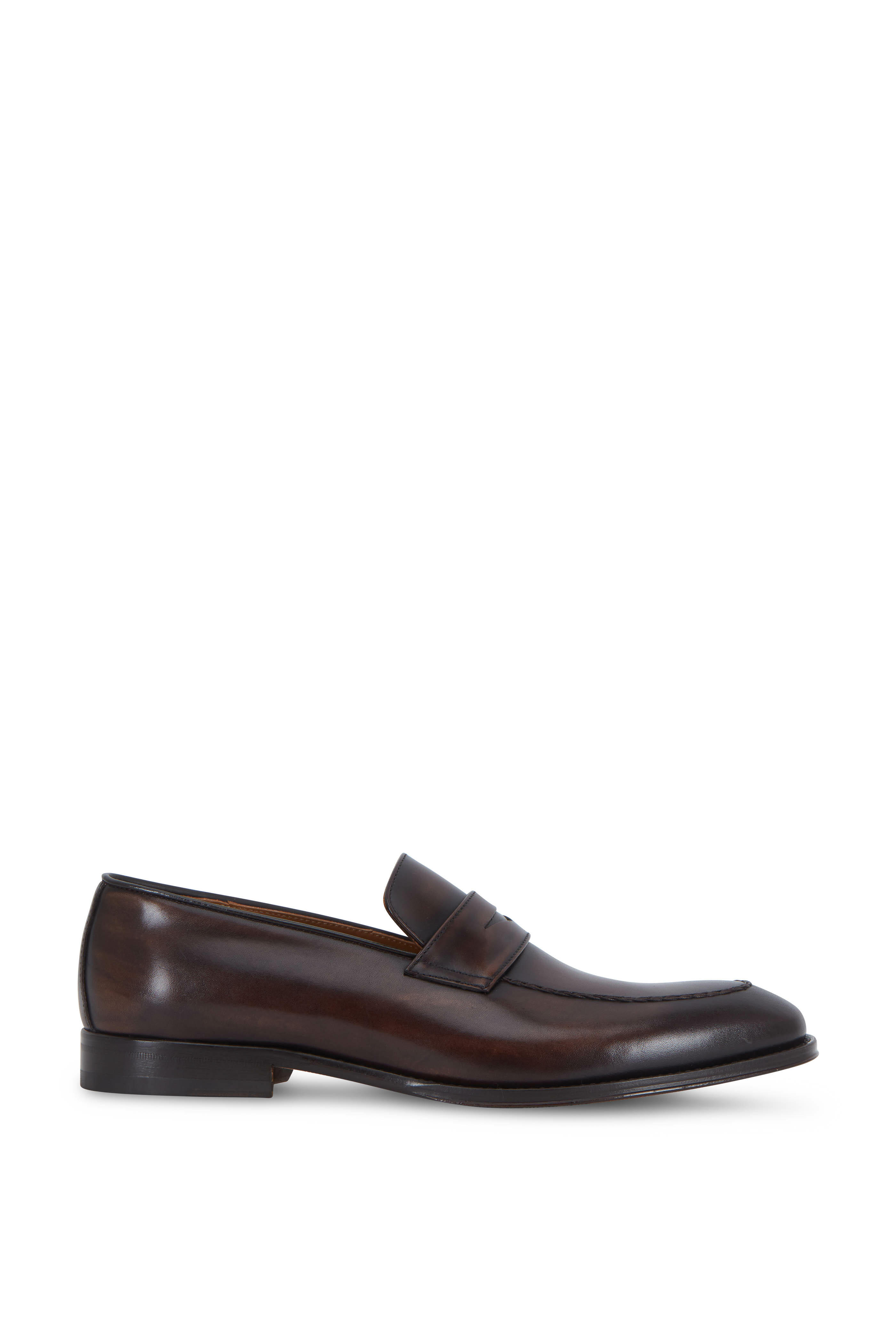 Men's Brown Patent Leather Slip On Loafers