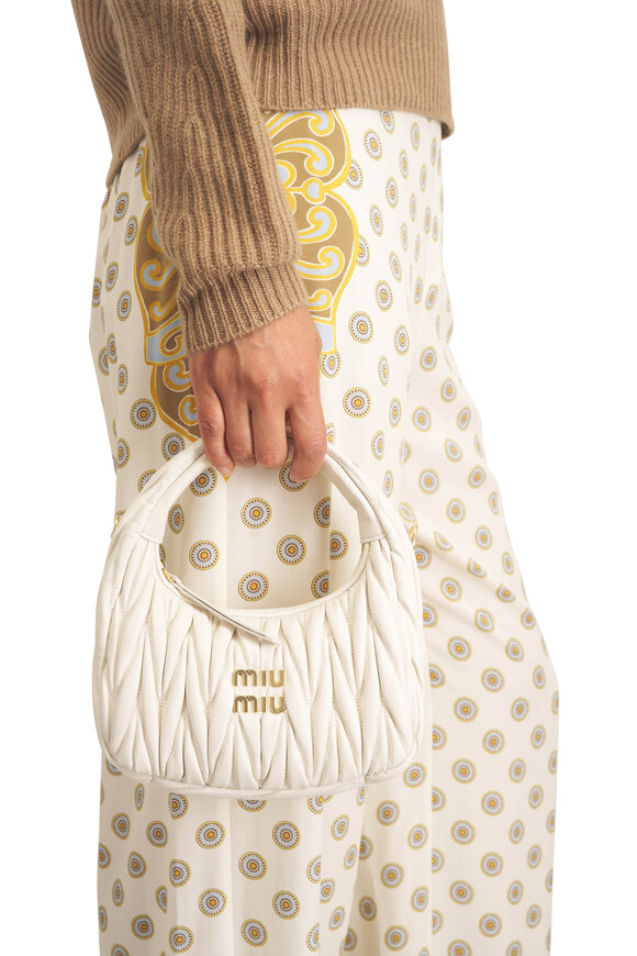 Miu Miu Small Wander White Quilted Leather Crossbody - view 2
