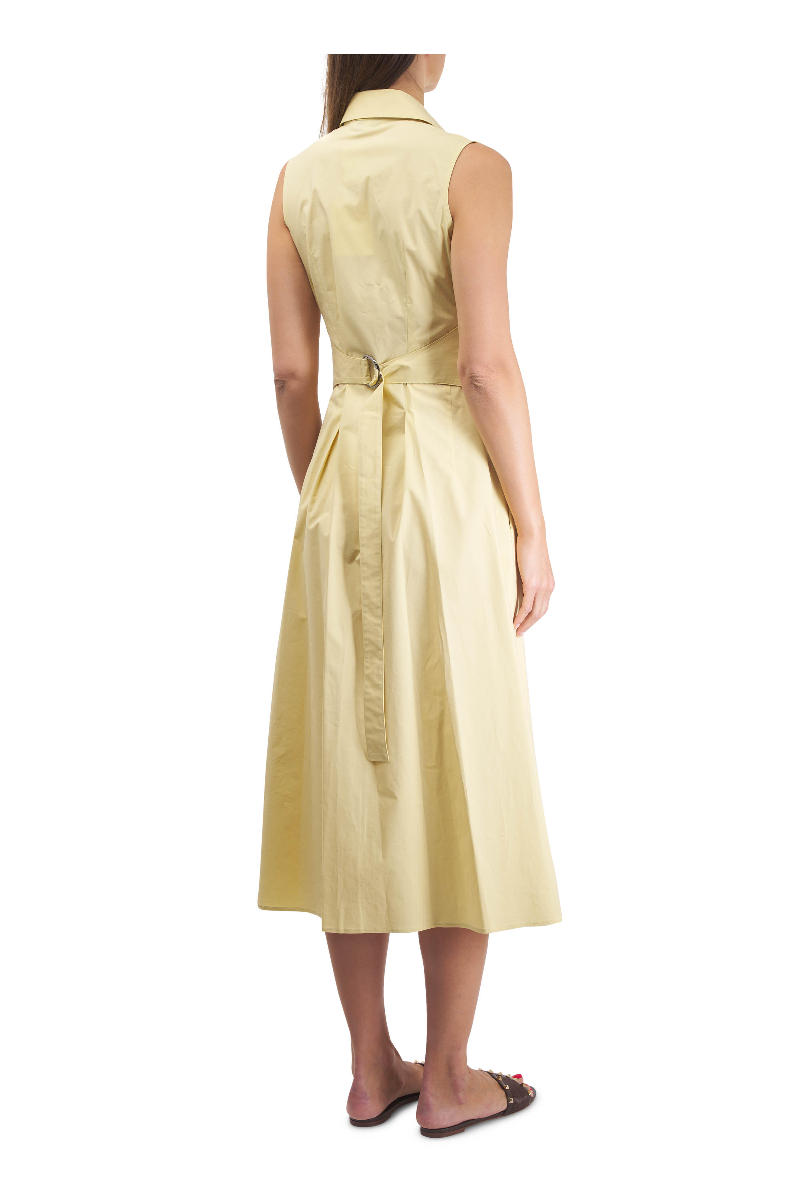 Antonelli - Minneapolis Yellow Stretch Cotton Midi Dress