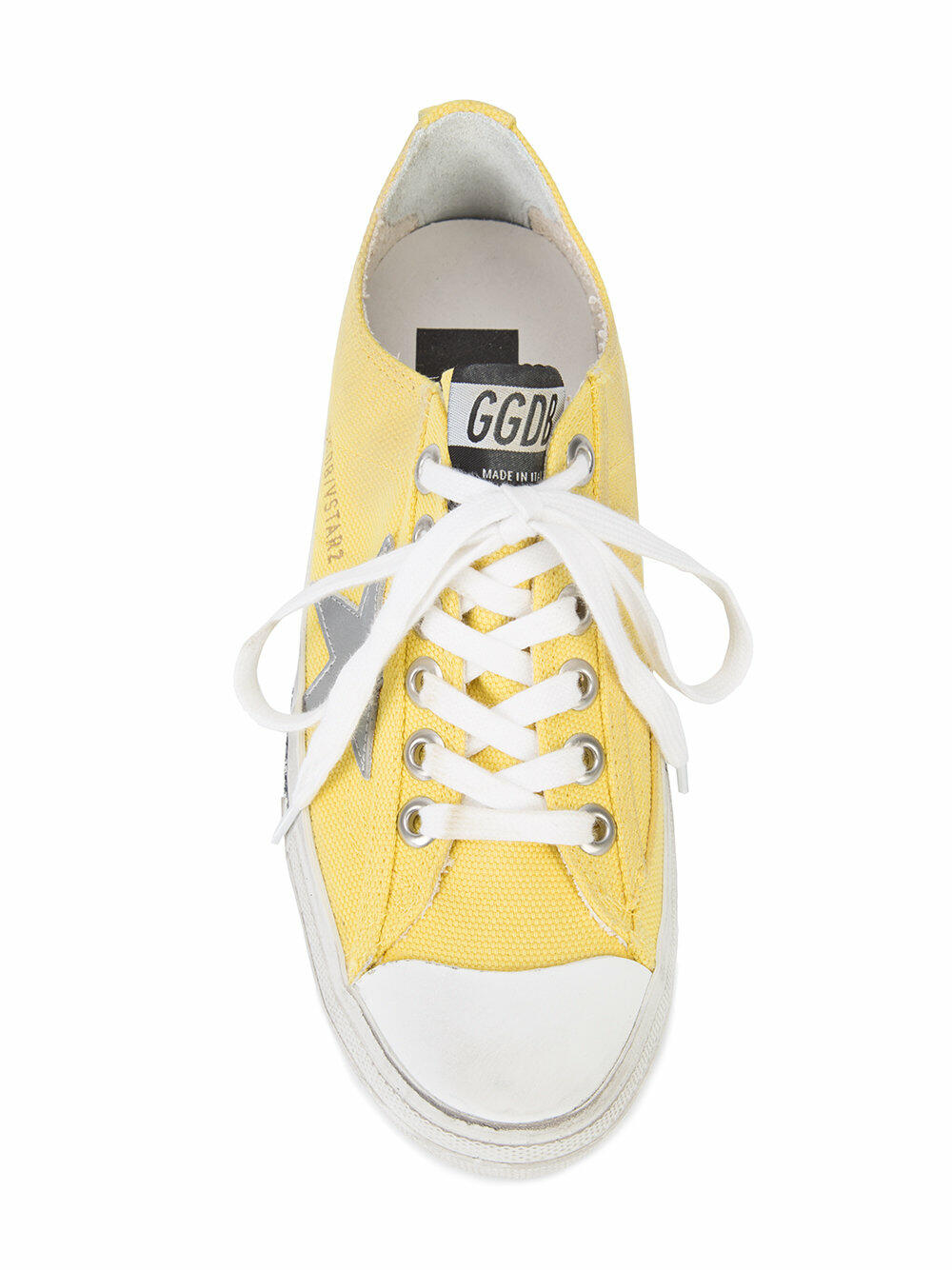 Golden Goose - Womens V-Star Yellow Canvas Low-Top Sneaker