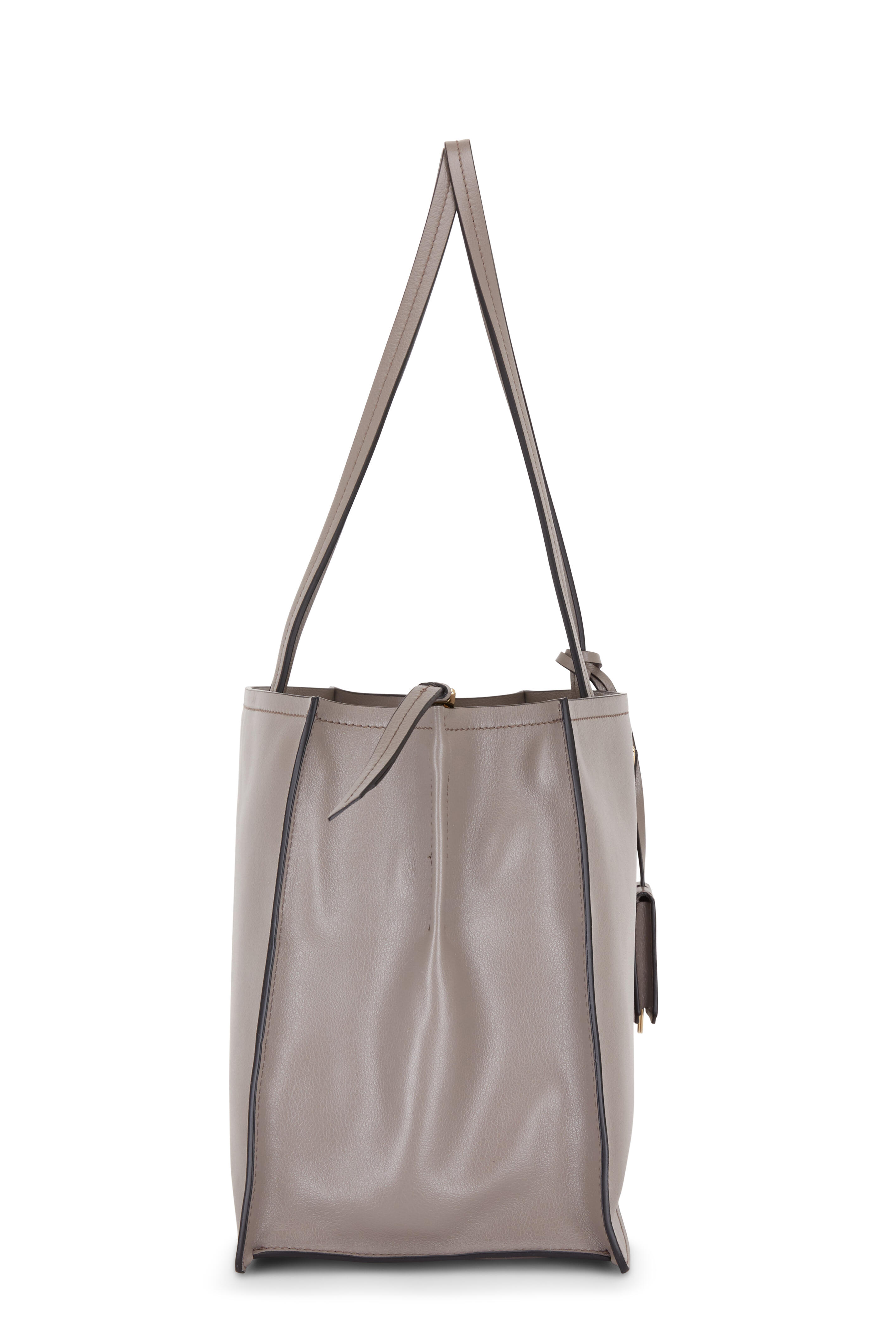 Prada Argilla Leather Tote Bag in Gray