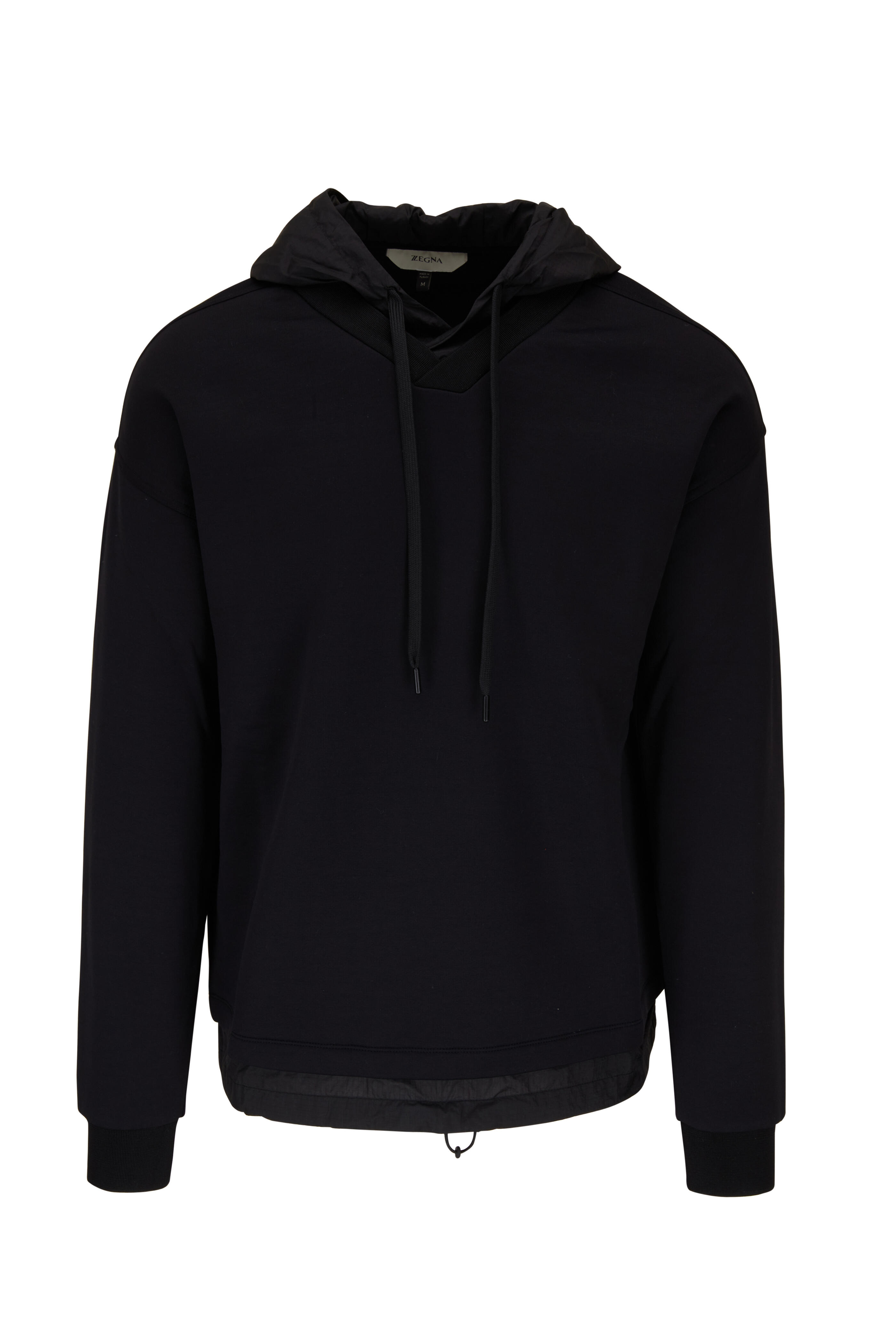 Z Zegna - Black Nylon Trim Hoodie | Mitchell Stores