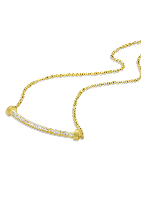 Leigh Maxwell - Curved Pave Diamond Bar Necklace 