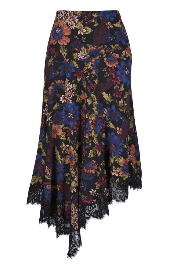 Saint Laurent - Black Velvet Long Skirt | Mitchell Stores
