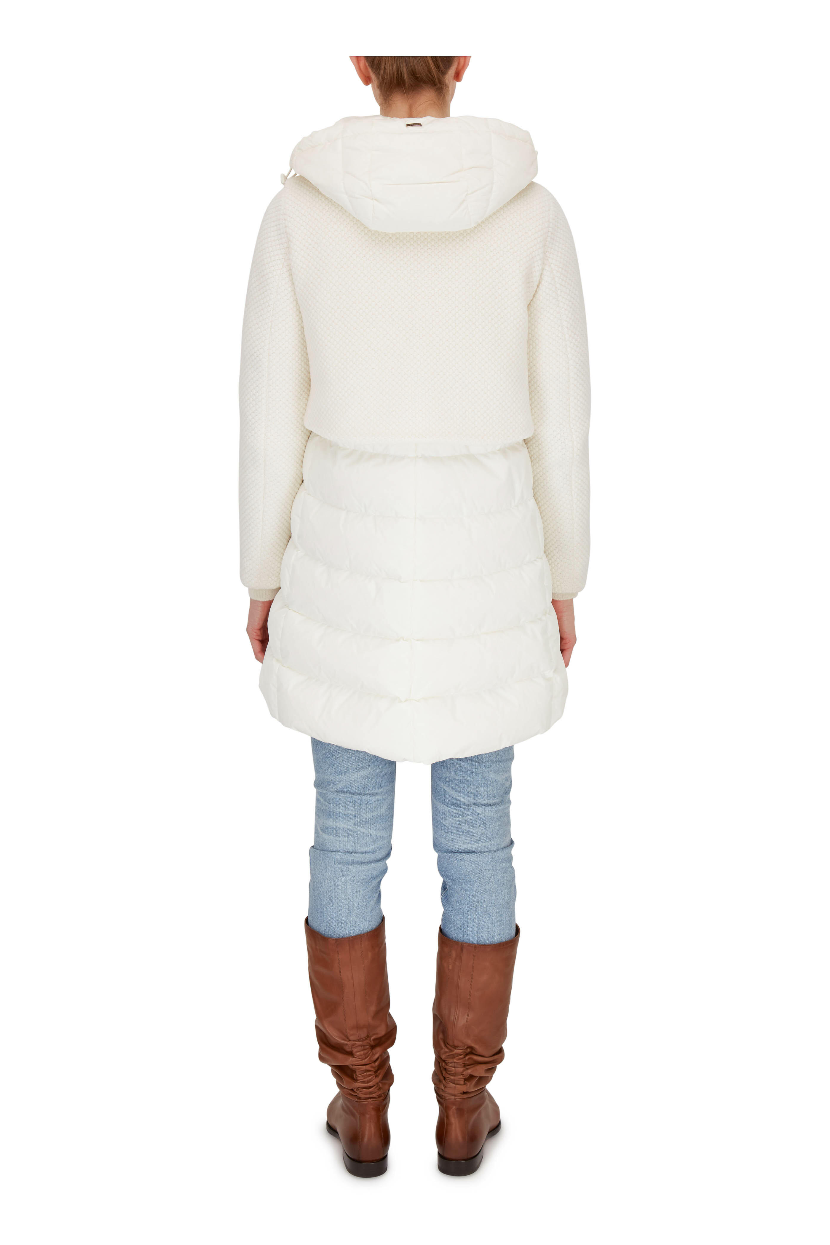 Herno - Cream Combo Hooded Puffer Coat