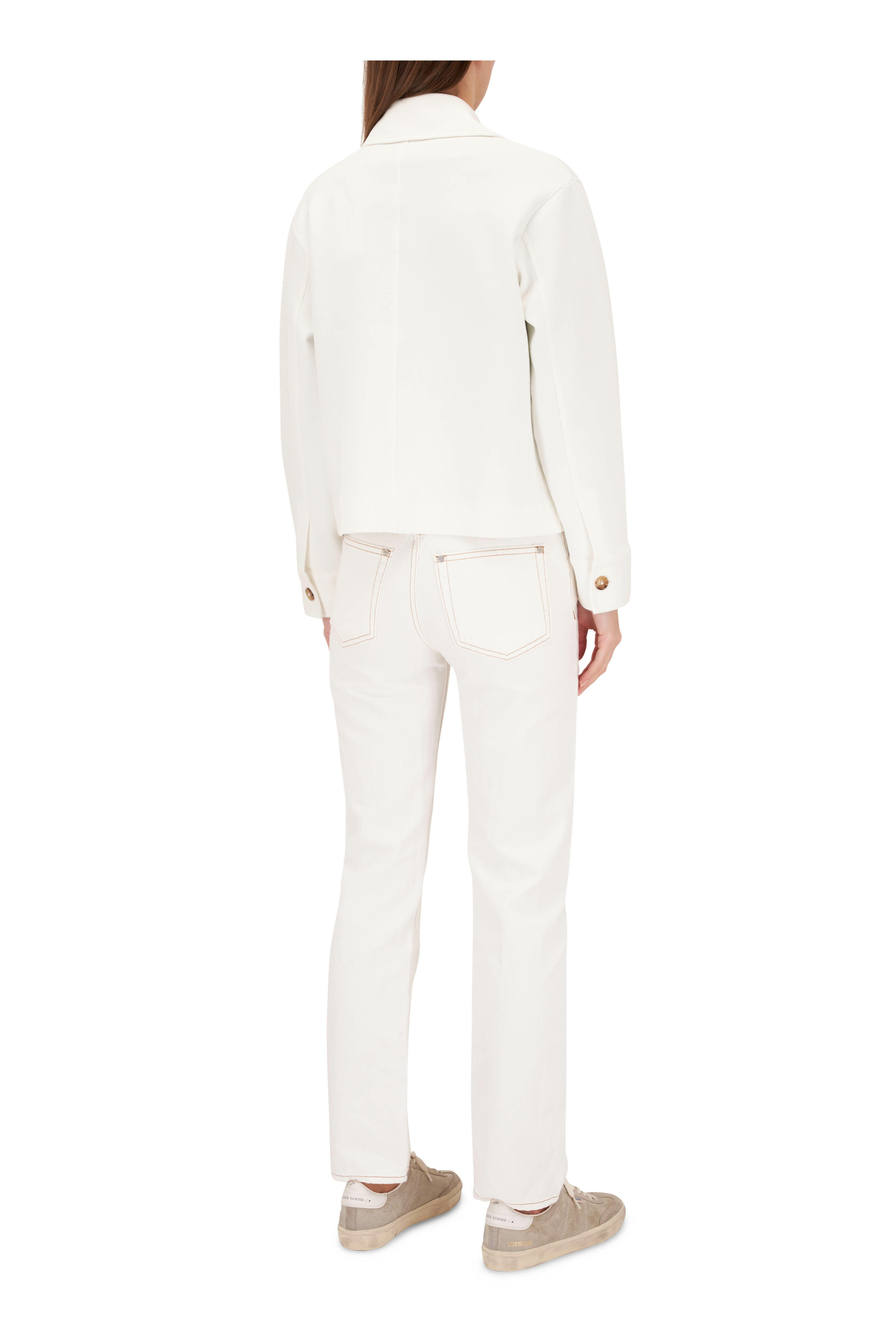 Vince - Off White Zip Up Collared Jacket | Mitchell Stores