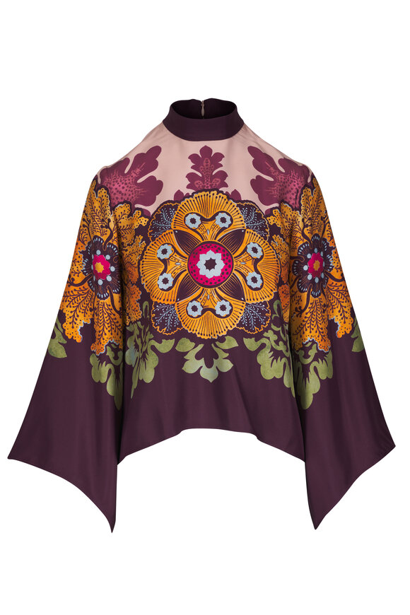 La DoubleJ Make An Exit Mix Tiles Placée Black Silk Twill Top