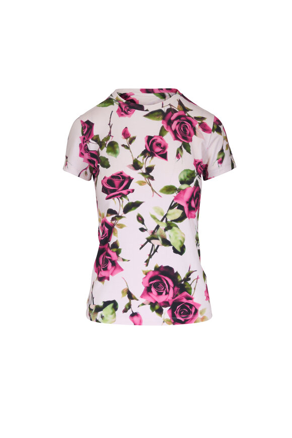 L'Agence Ressi Ecru & Mauve Romantic Rose Print T-Shirt - view 1