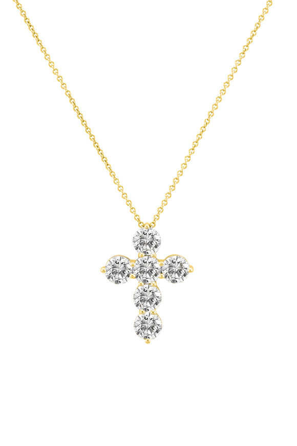 Diana M Jewels 18k Yellow Gold Diamond Cross Pendant Necklace - view 1