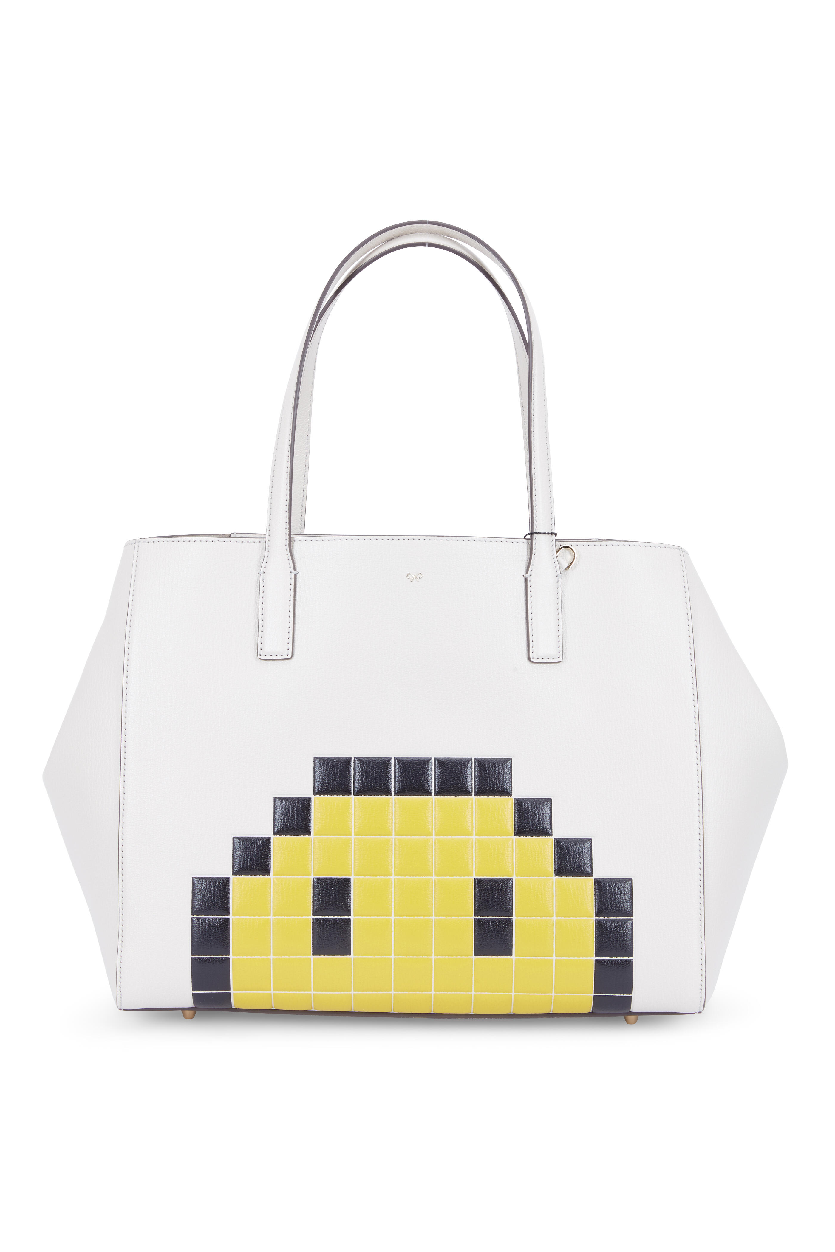 Anya Hindmarch - Ebury Chalk Leather Smiley Pixels Tote