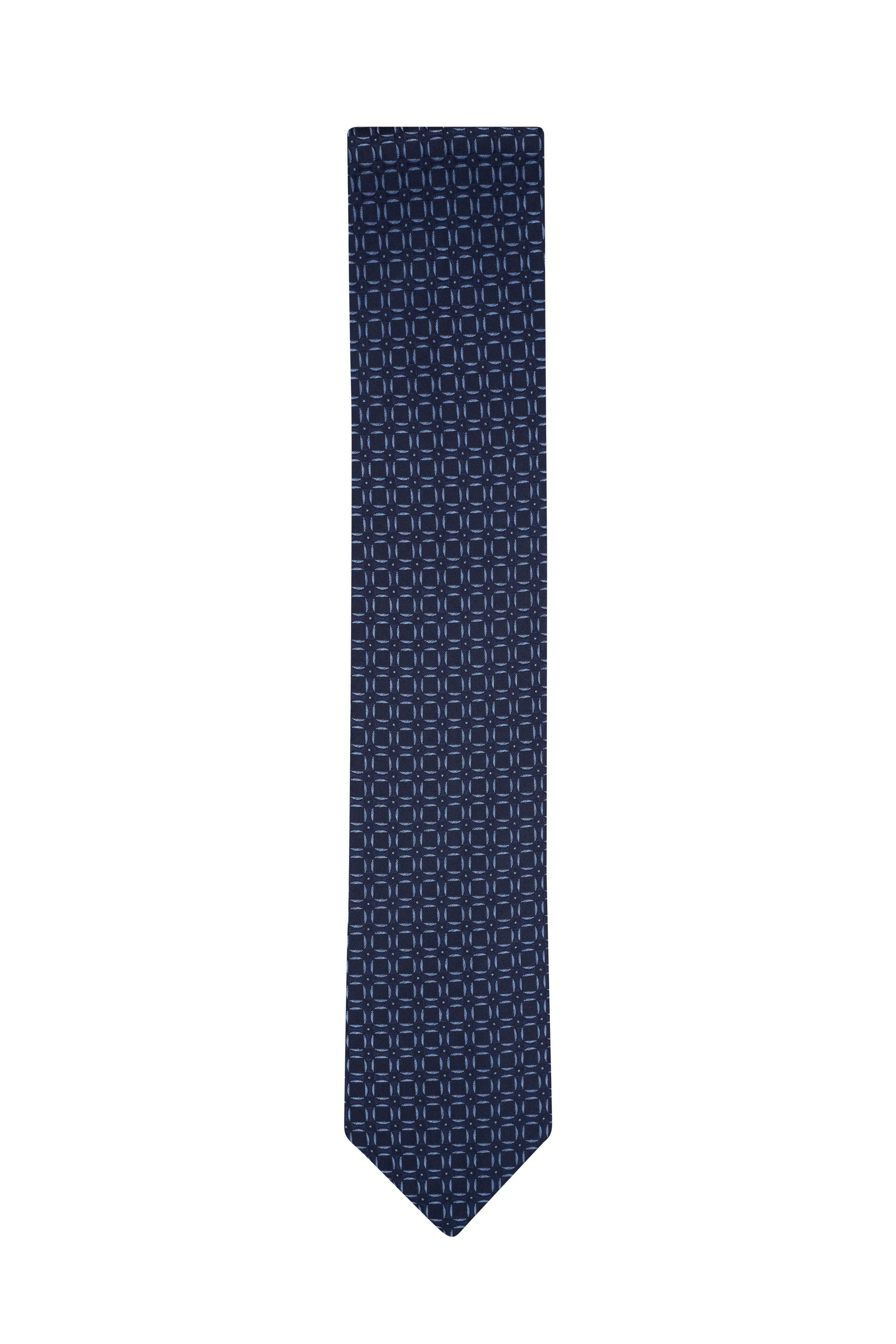 Eton - Navy Blue Geometric Silk Necktie | Mitchell Stores