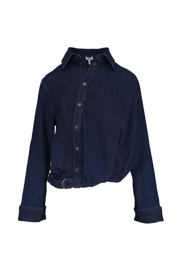 Loewe Indigo Blue Denim Draped Shirt