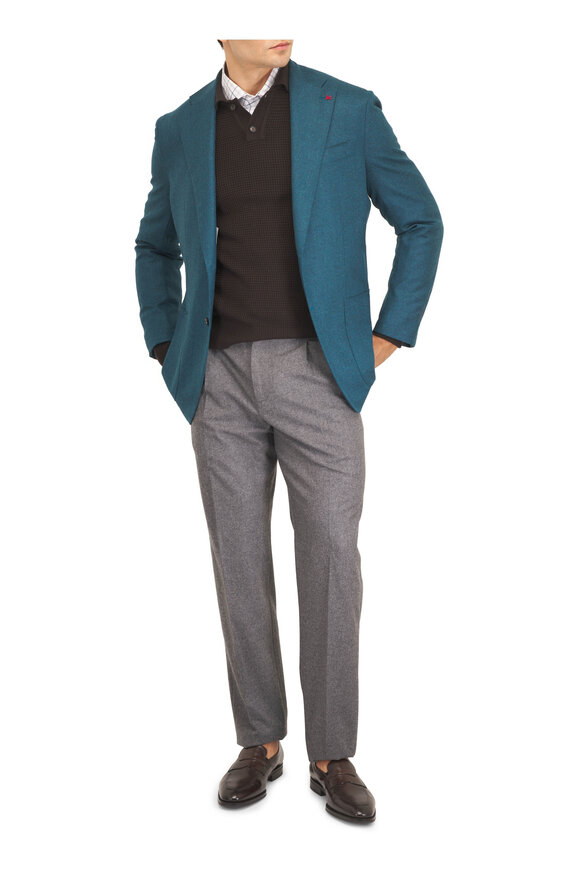 Isaia Marechiaro Teal Wool & Cashmere Sportcoat - view 2