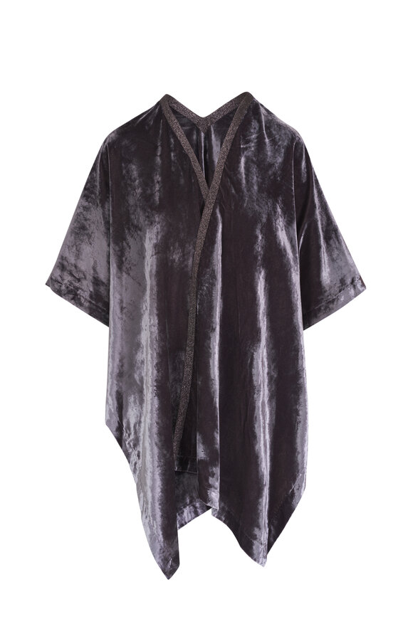 D.Exterior - Lead Velvet Velour Open Front Poncho 