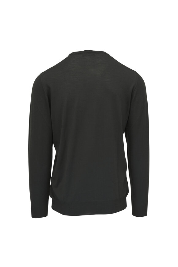 Fedeli Dark Green Superfine Wool Crewneck - view 3