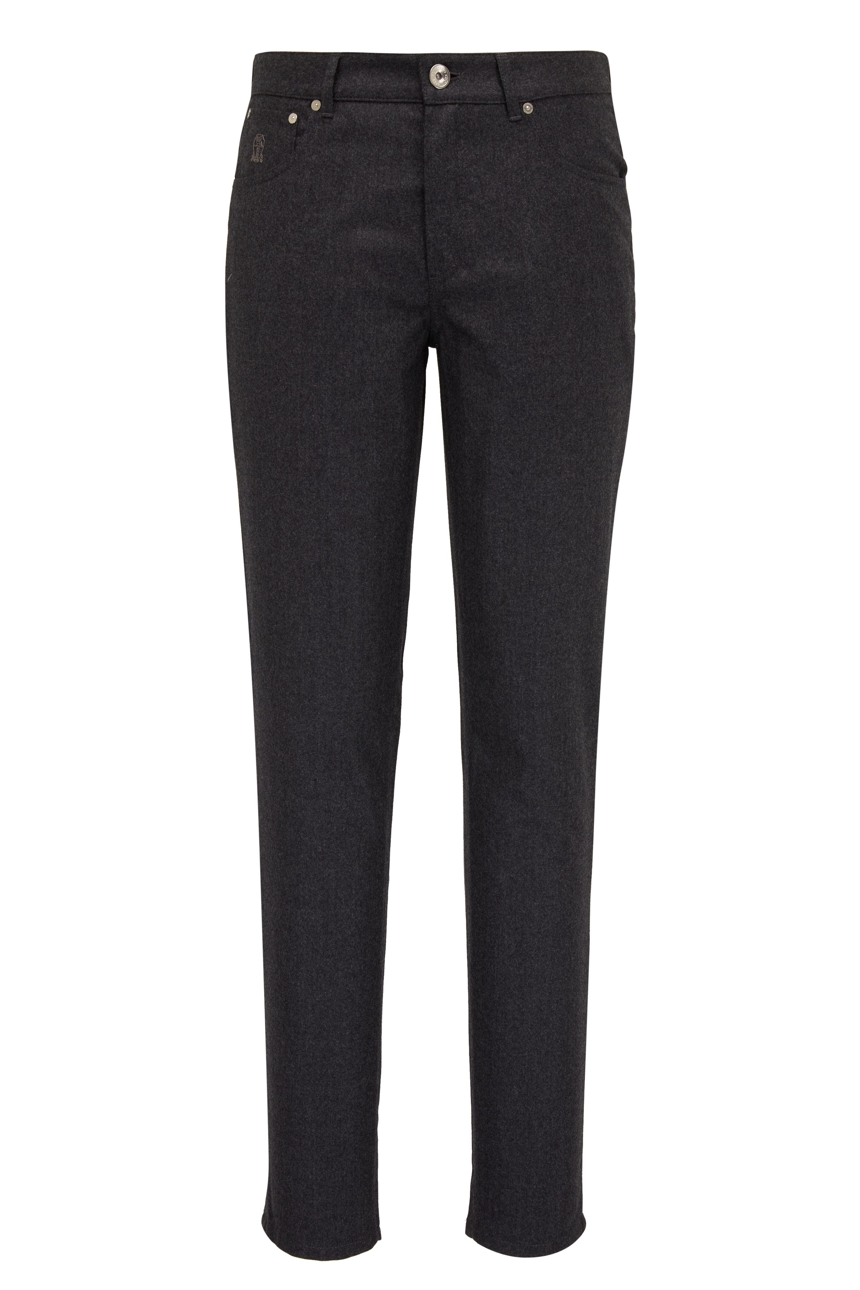 Brunello Cucinelli - Dark Gray Flannel Italian Fit Five Pocket Pant