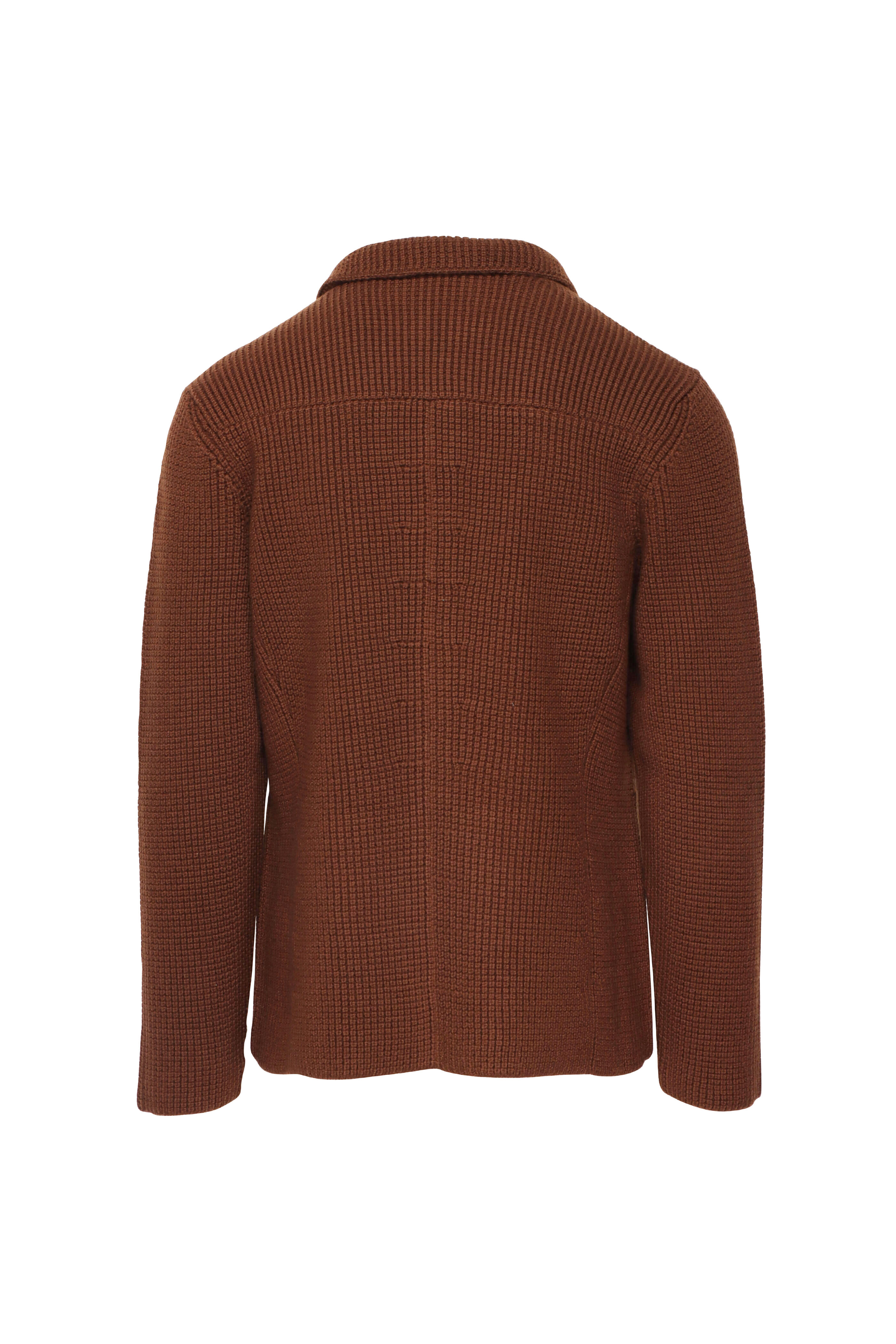 Maurizio Baldassari - Brenta Brown Wool Full Zip Sweater