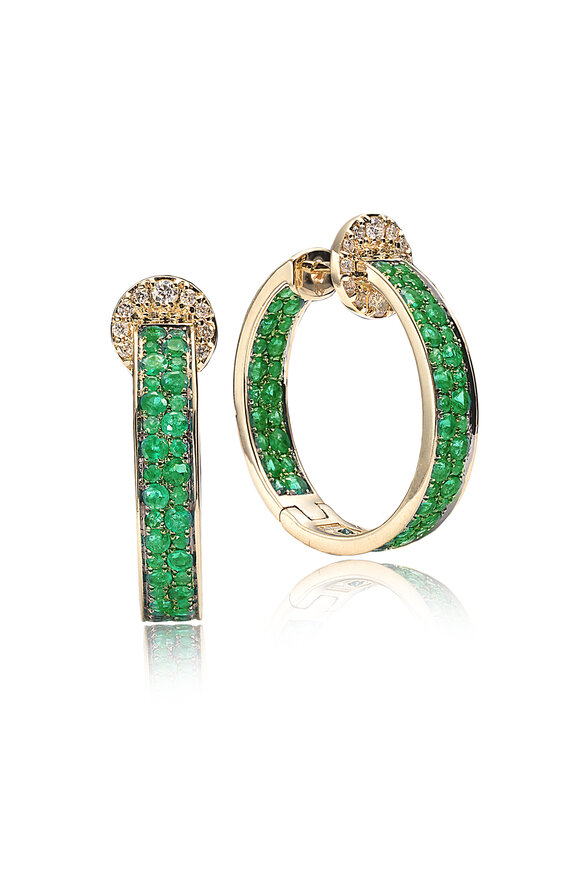 Nam Cho - Modern Emerald & Diamond Hoops