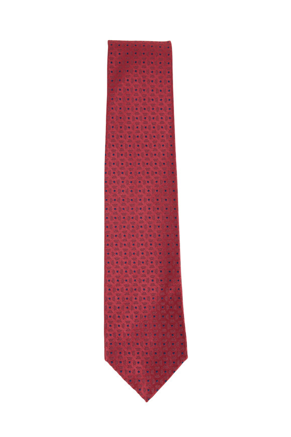 Charvet - Pink Geometric Silk Necktie