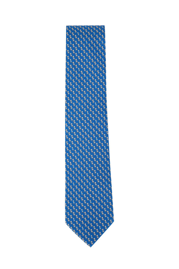 Ferragamo - Blue Duck Silk Necktie