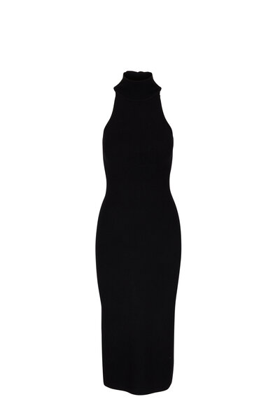 Totême Black Wool Ribbed Neck Dress Mitchell Stores 3027