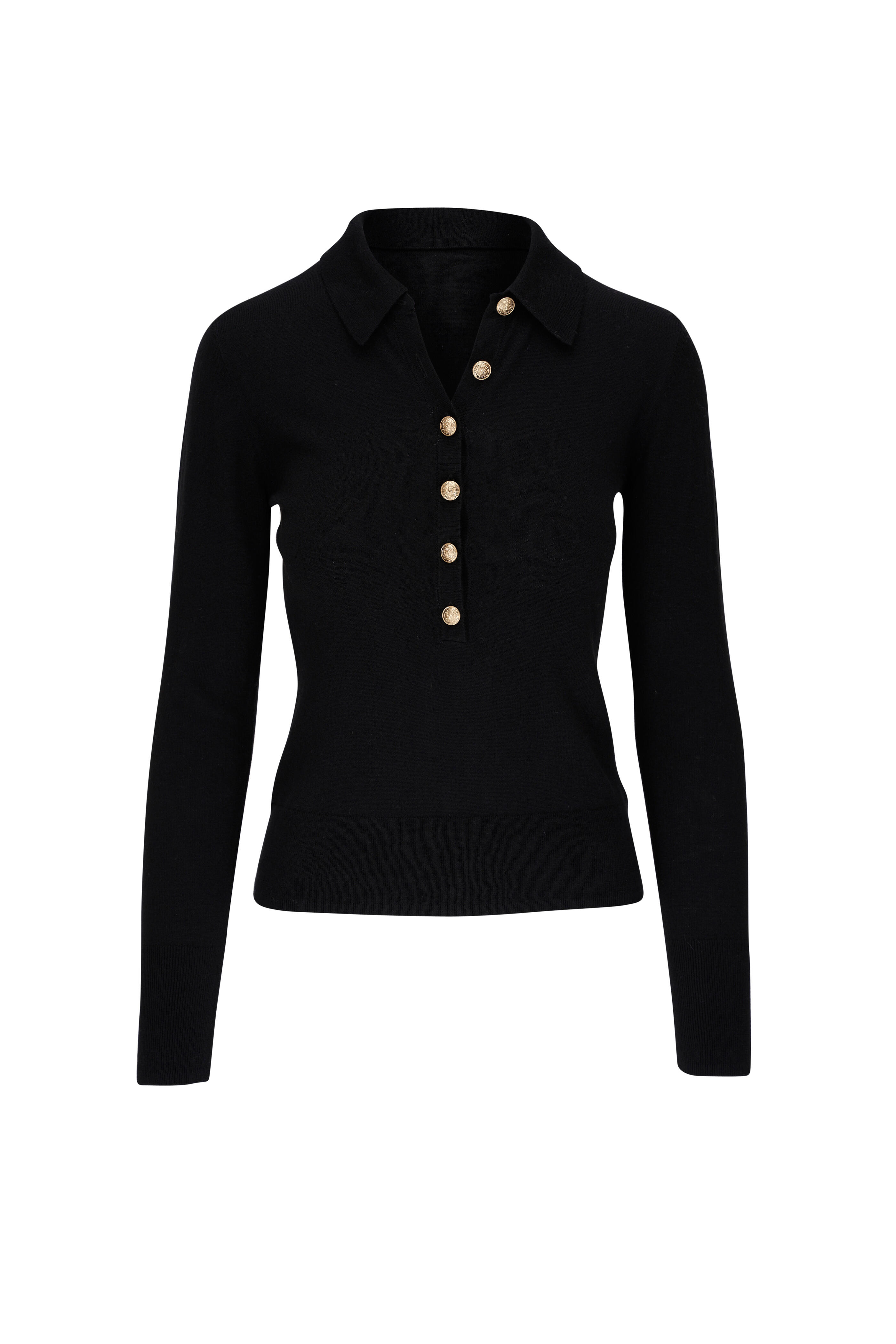 Black sweater outlet with gold buttons