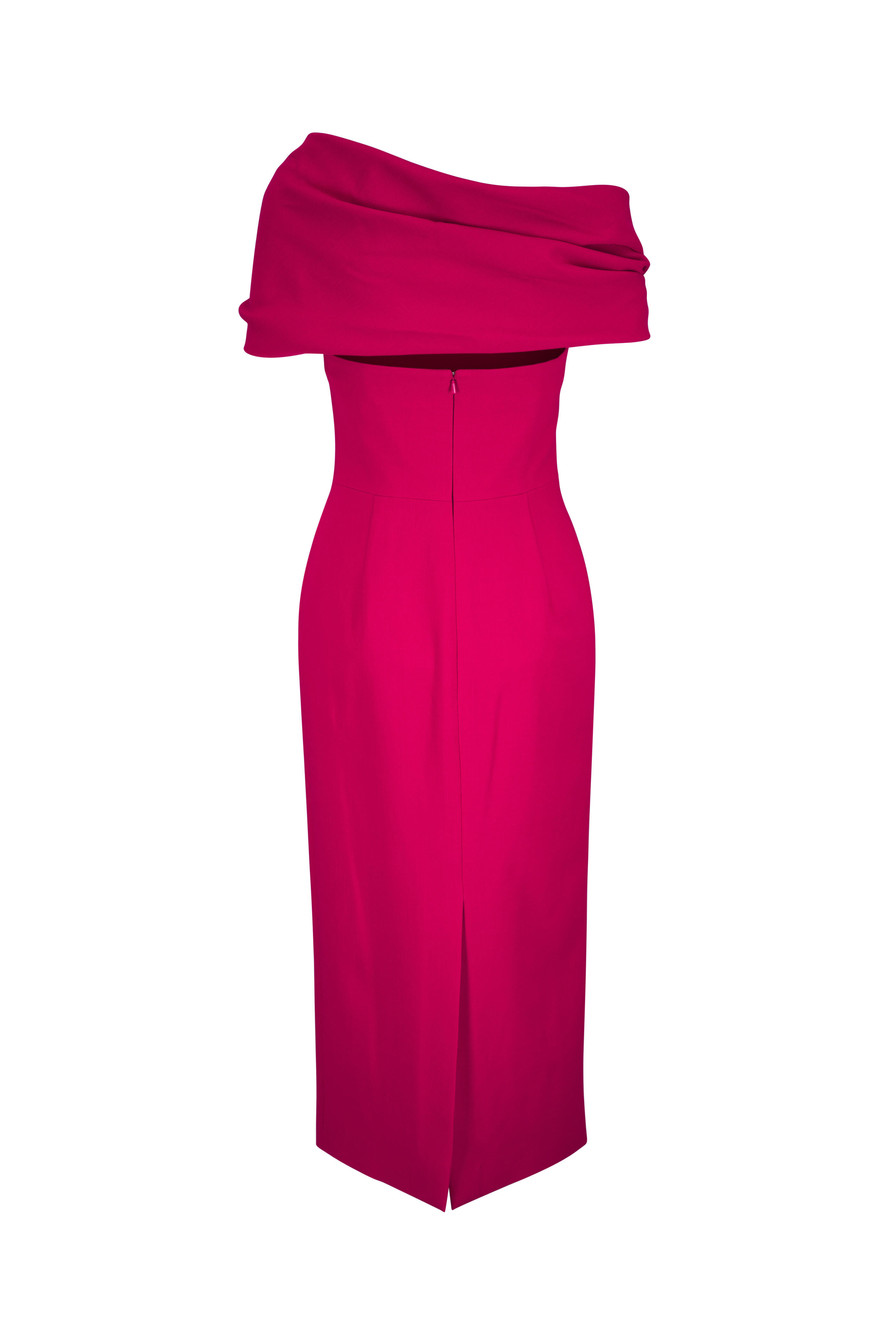 Carolina Herrera - Claret Draped Off-The-Shoulder Column Dress