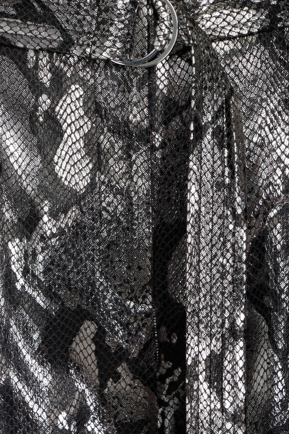 LaPointe Silver Snakeskin Belted Pant - view 3