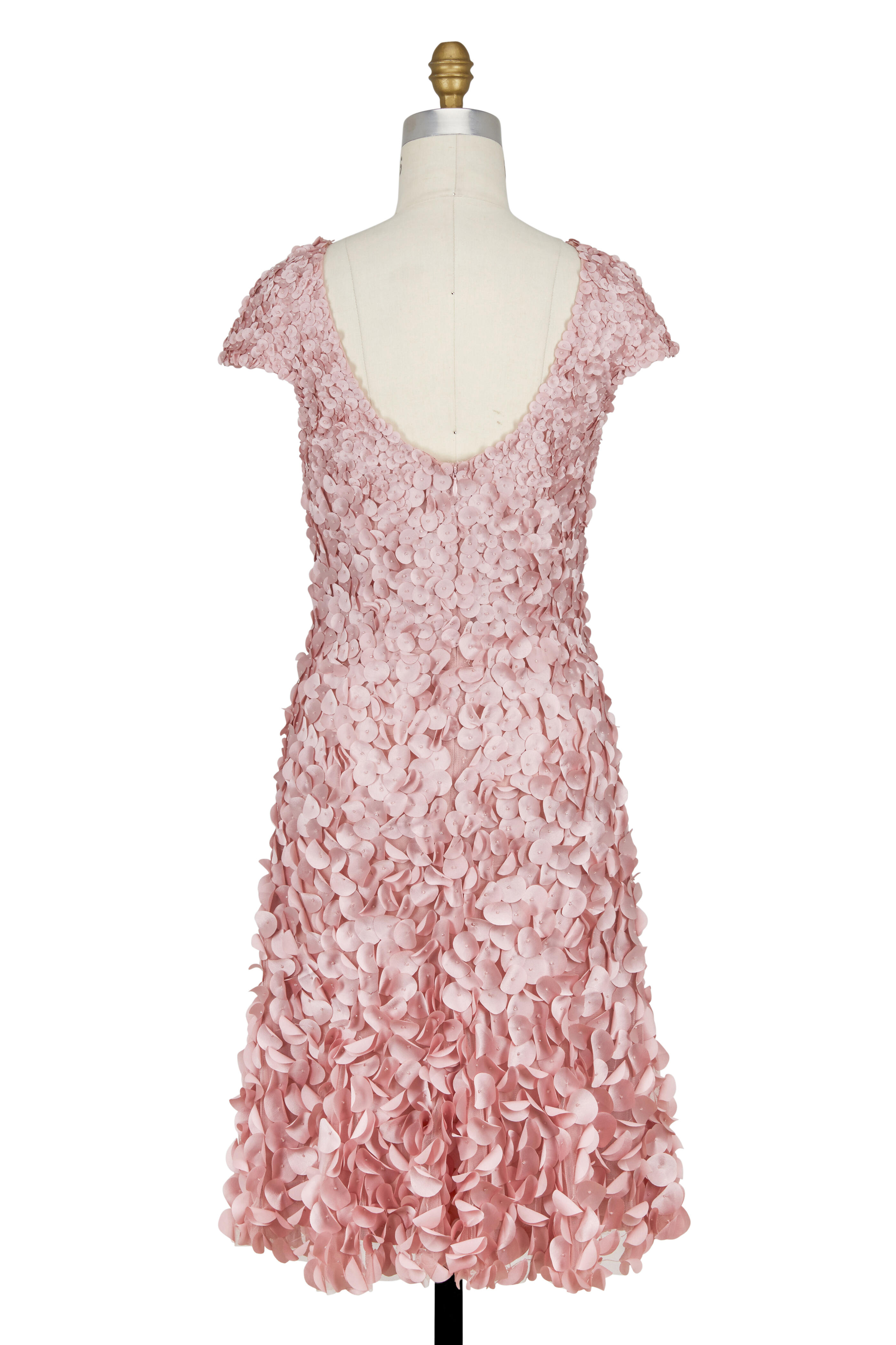 Theia Pink Floral Ruffle Formal store Dress Sleeveless Back Zip V-Neck Size 4