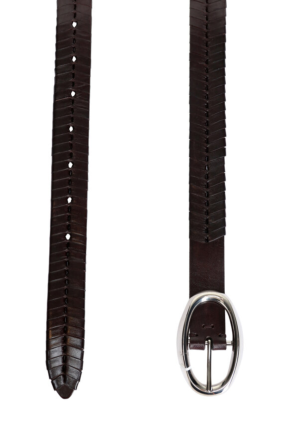 Brunello Cucinelli Braided Dark Brown Leather Belt - view 2