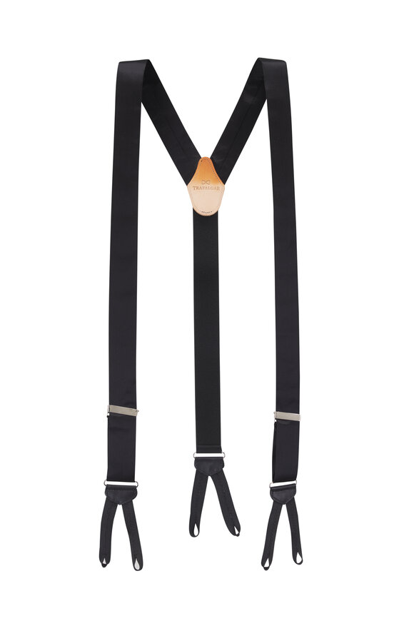 Trafalgar Solid Black Silk Suspenders