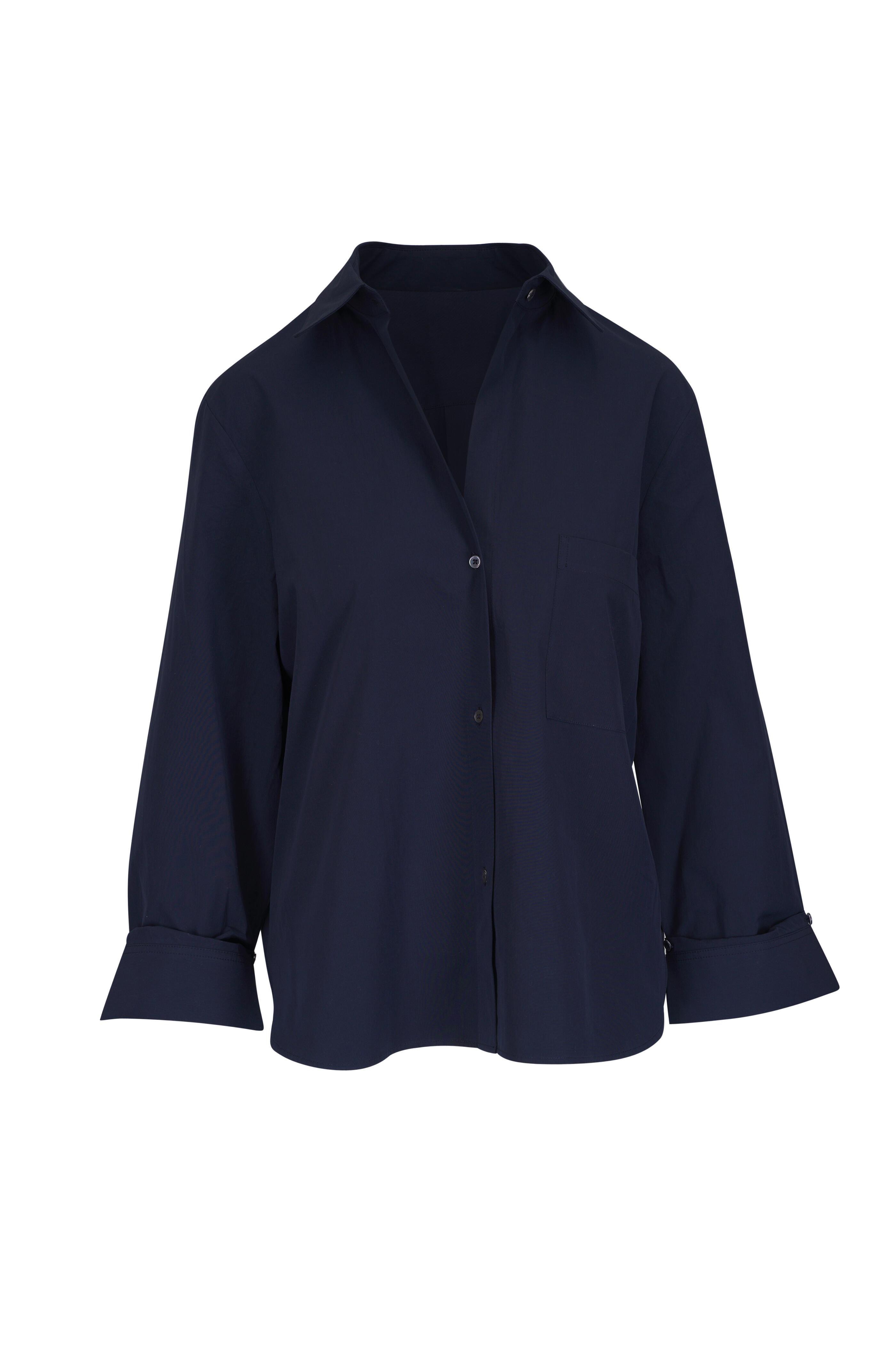 TWP - Next Morning Dark Midnight Cotton Poplin Blouse