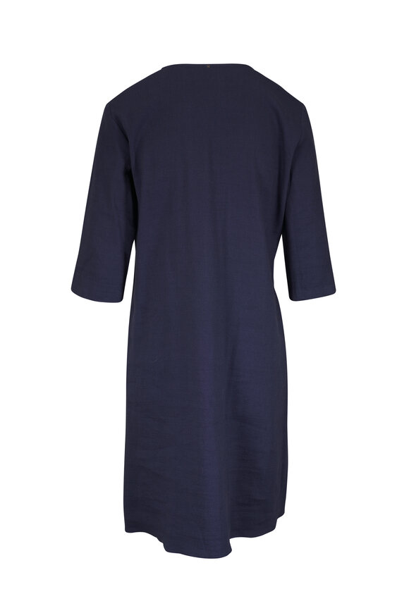 Peter Cohen Ethnic Navy Stretch Linen Viscose Dress - view 3