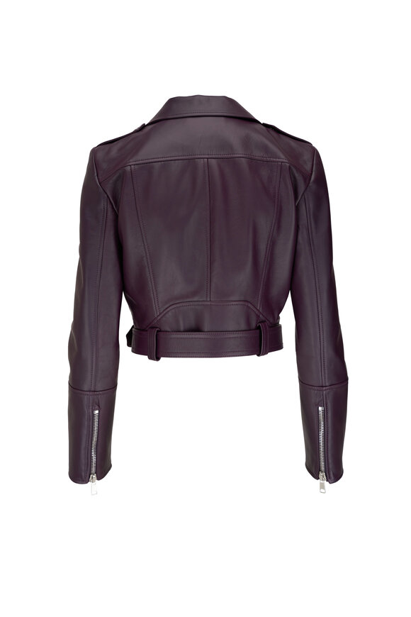 McQueen - Nightshade Leather Cropped Biker Jacket