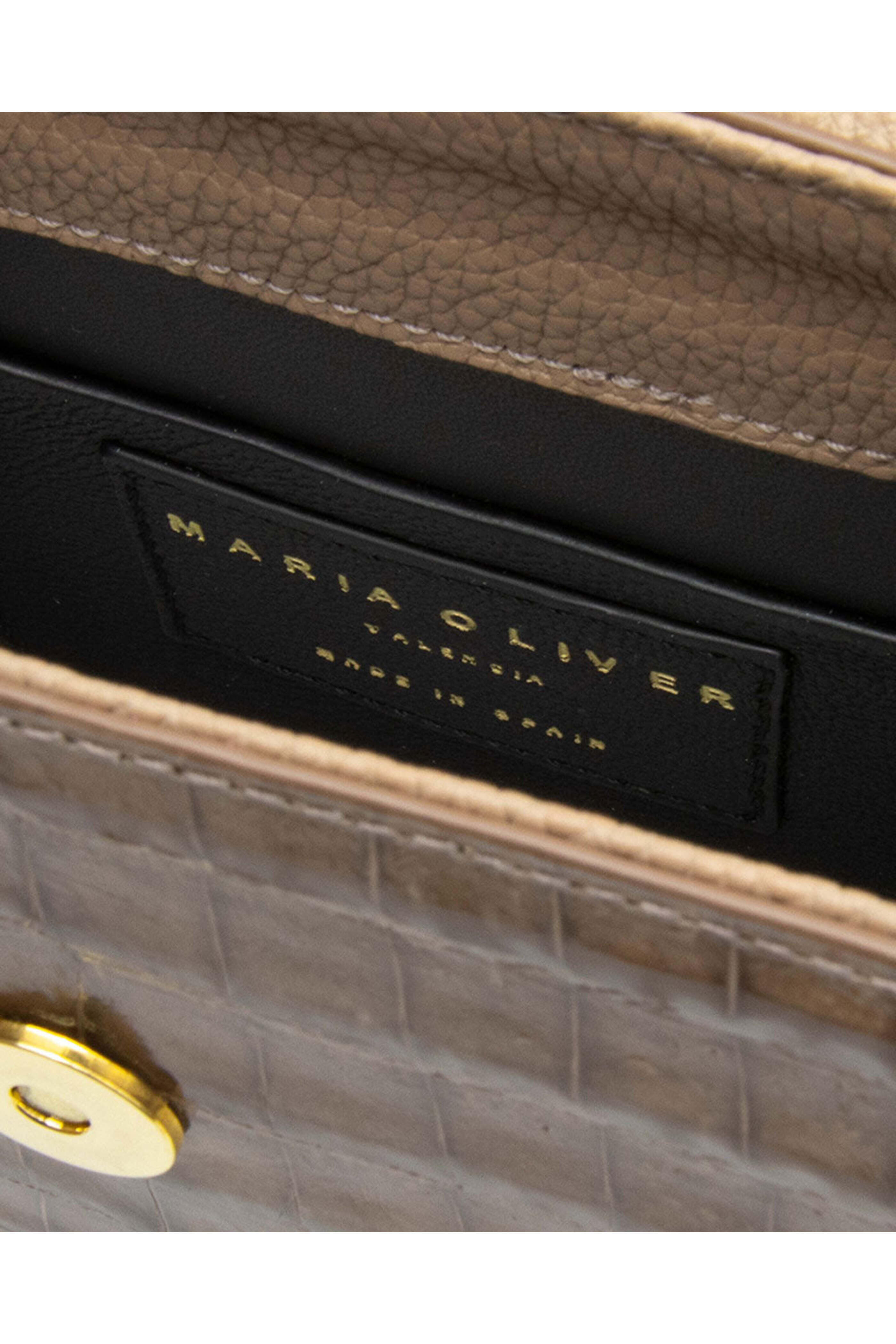 Maria Oliver - Michelle Crocodile Top-Handle Bag in Almond