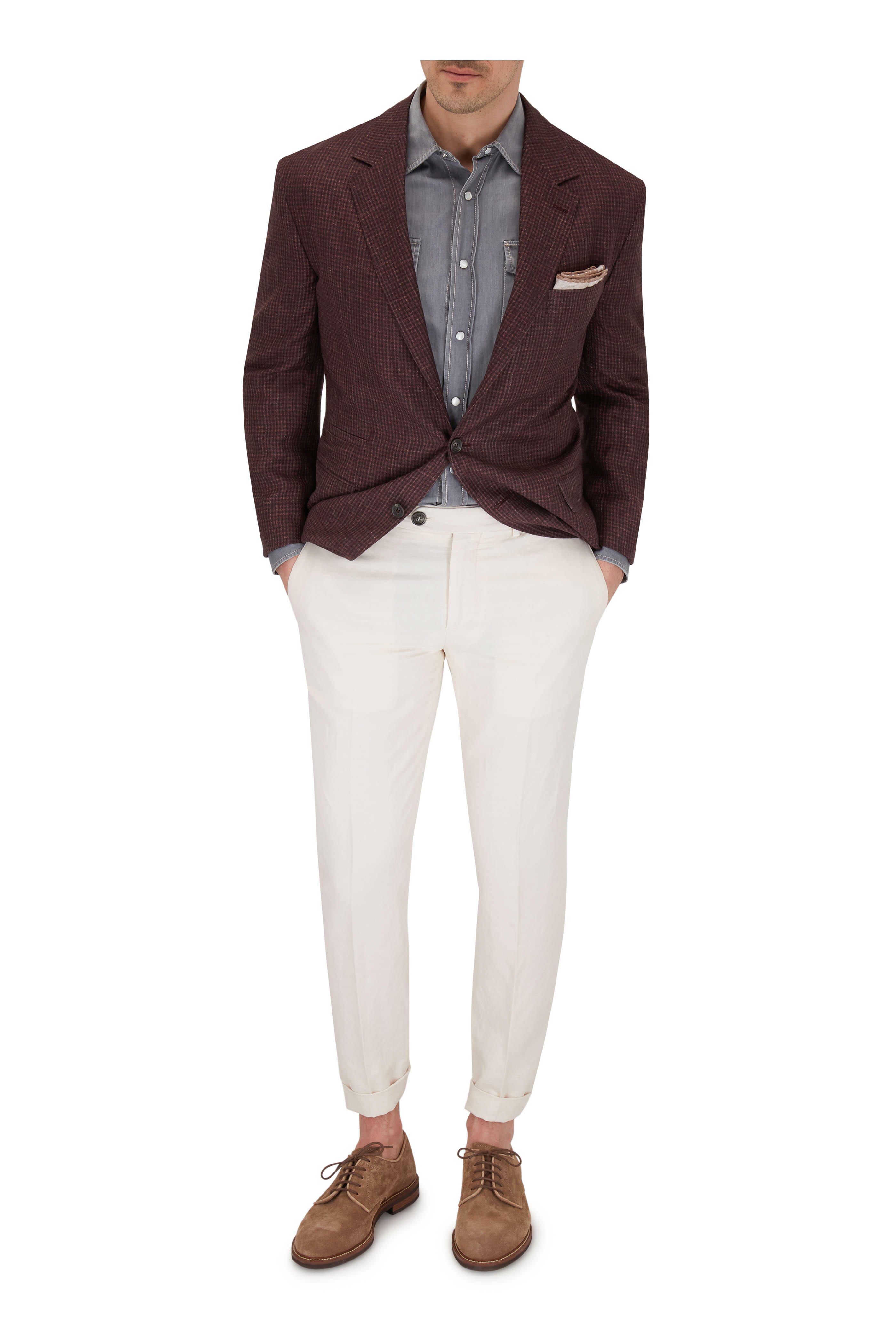Brunello Cucinelli - Gray Denim Leisure Fit Western Sport Shirt