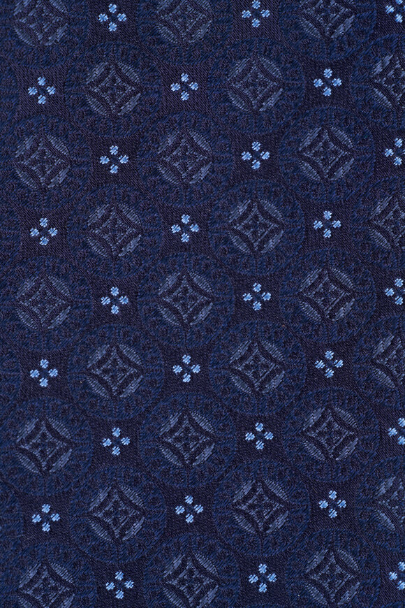 Brunello Cucinelli Blue Geometric Print Silk Necktie - view 2