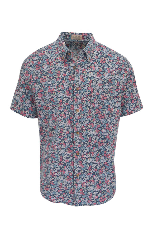 Faherty Brand Breeze Blossom Print Short Sleeve Sport Shirt 