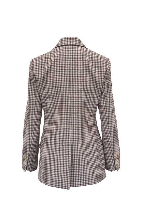 Brunello Cucinelli Multicolor Plaid Wool Double Breasted Blazer - view 5
