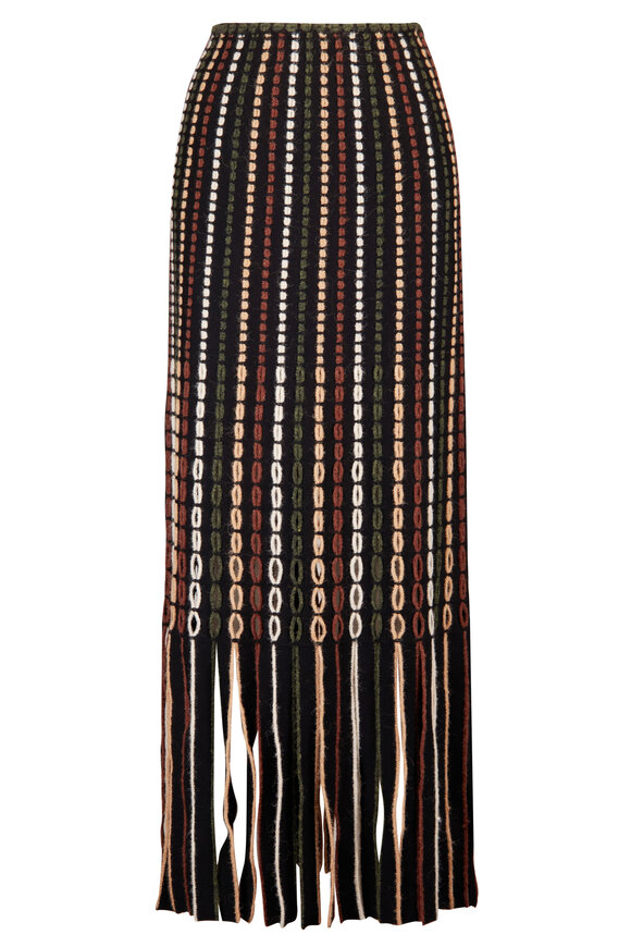 Ulla Johnson Ineze Multicolor Fringe Knit Midi Skirt - view 1