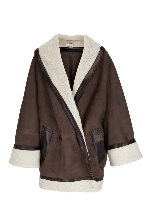 Khaite - Layton Bone & Classic Brown Shearling Coat 