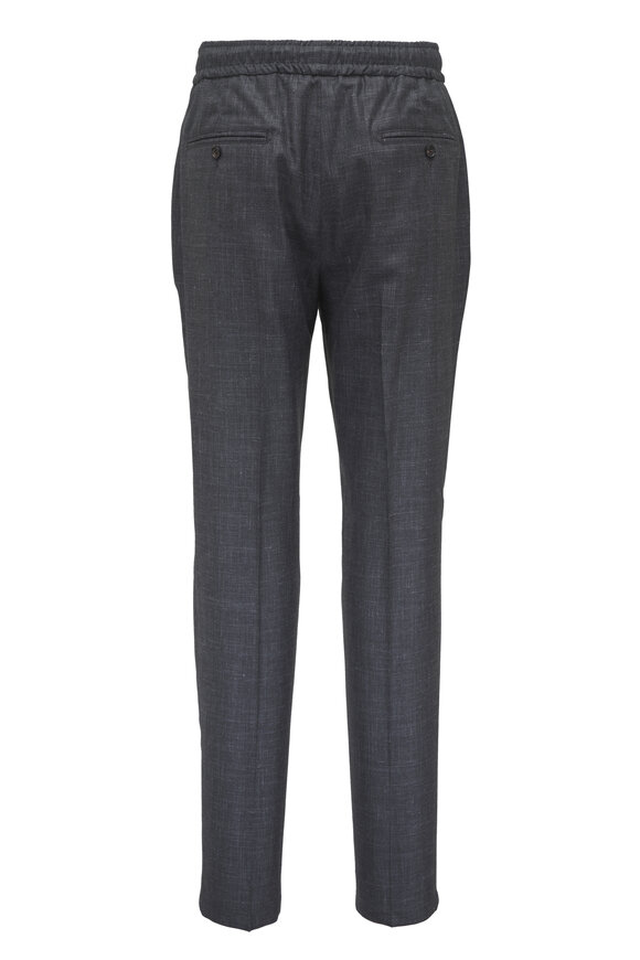 Isaia Gray Solid Drawstring Pant - view 3