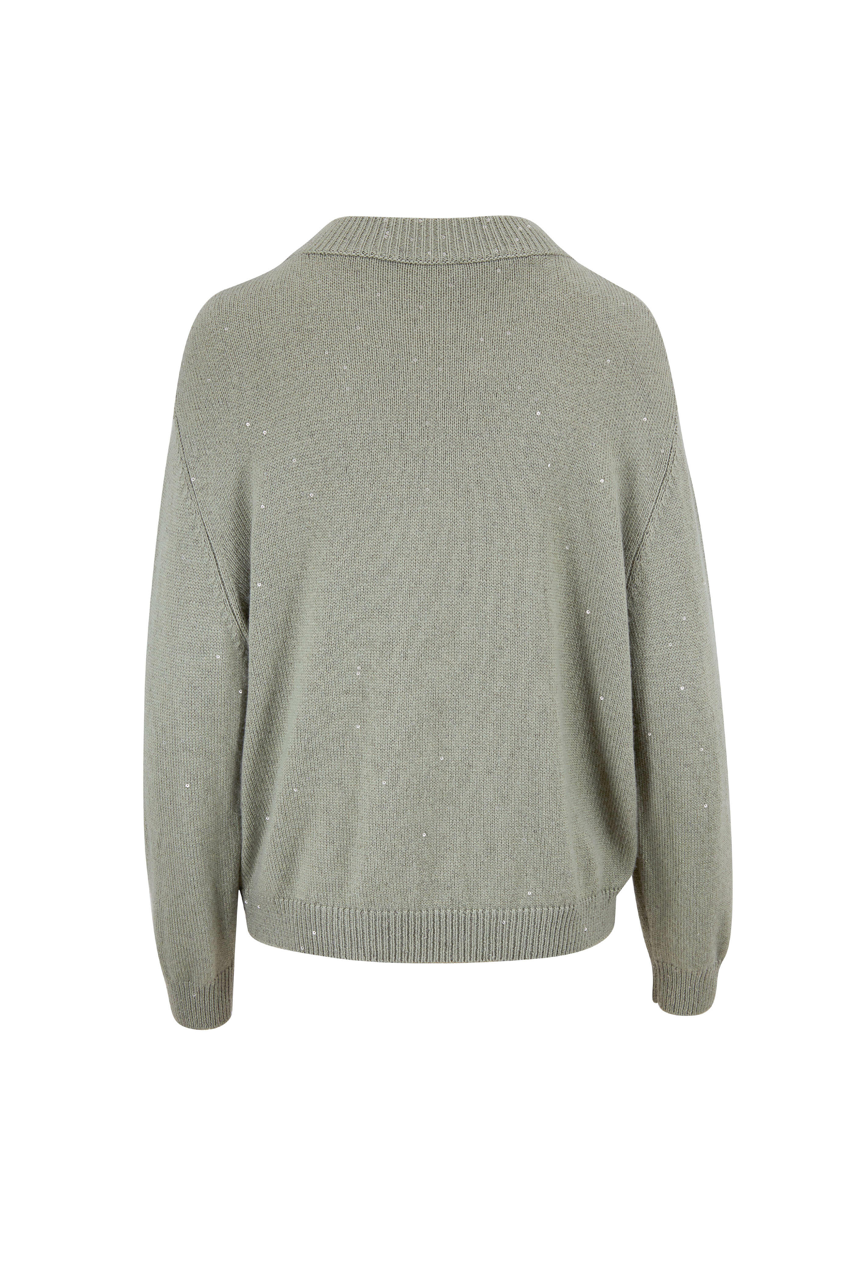 Brunello Cucinelli - Rosemary Cashmere & Silk Paillette Mock Sweater