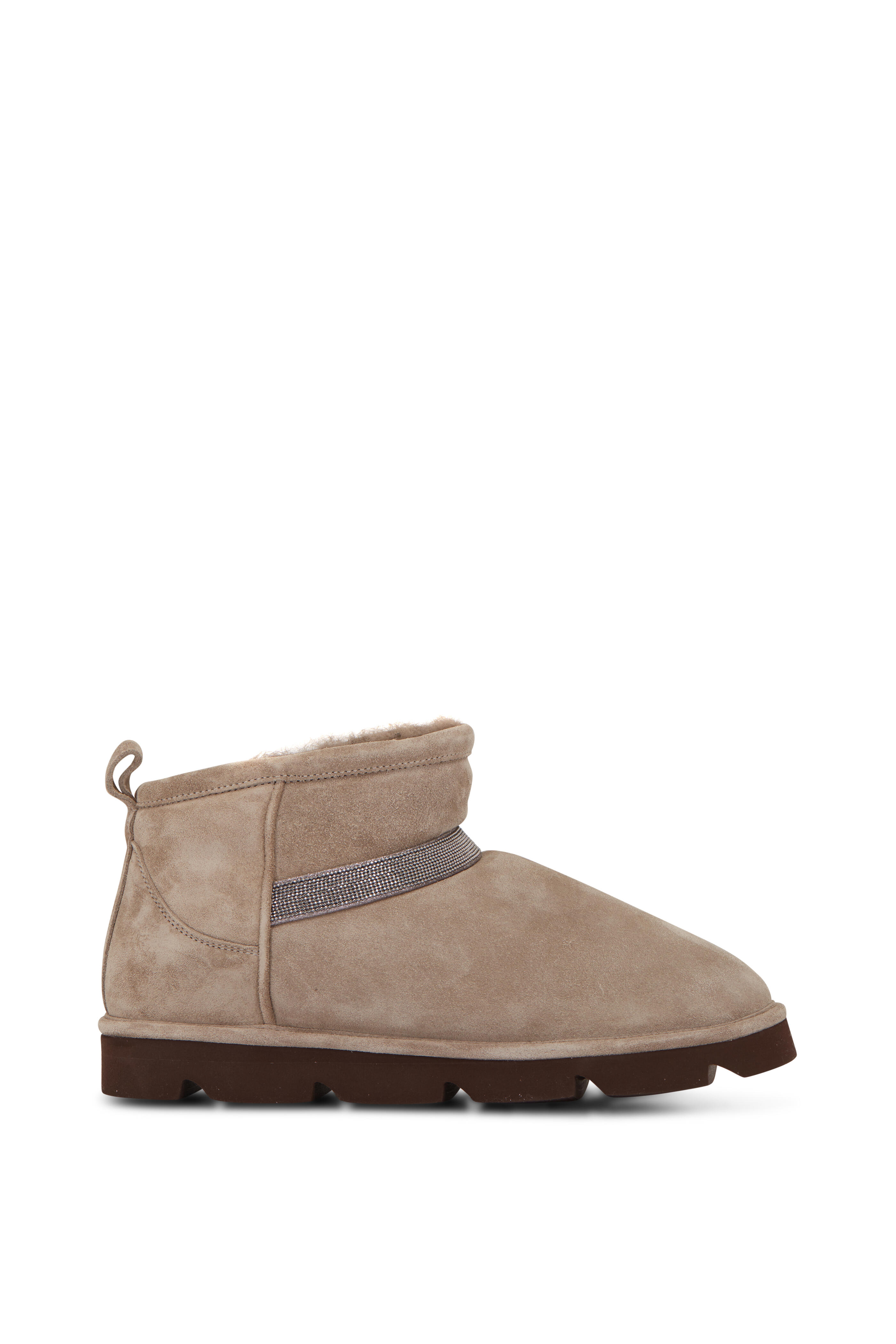 Brunello Cucinelli - Gray Suede Short Ankle Boot