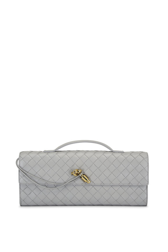 Bottega Veneta Andiamo Sterling Intrecciato Leather Clutch